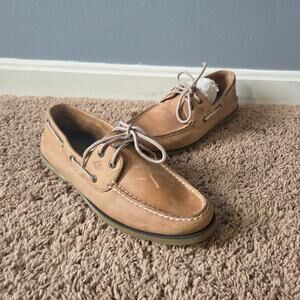 Sperry top sider authentic original boat shoe tan leather slip on 11